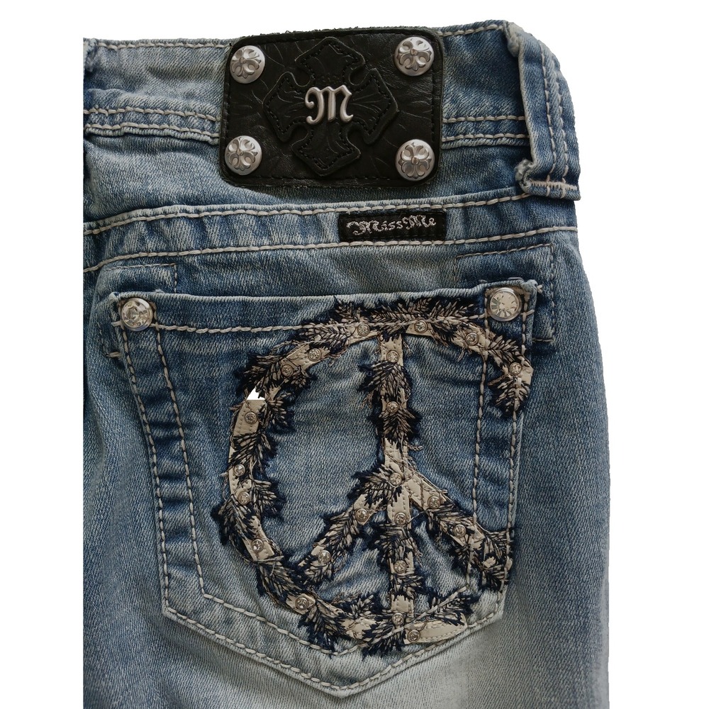 Miss Me Flare Peace Sign Embellished Jeans Size 30